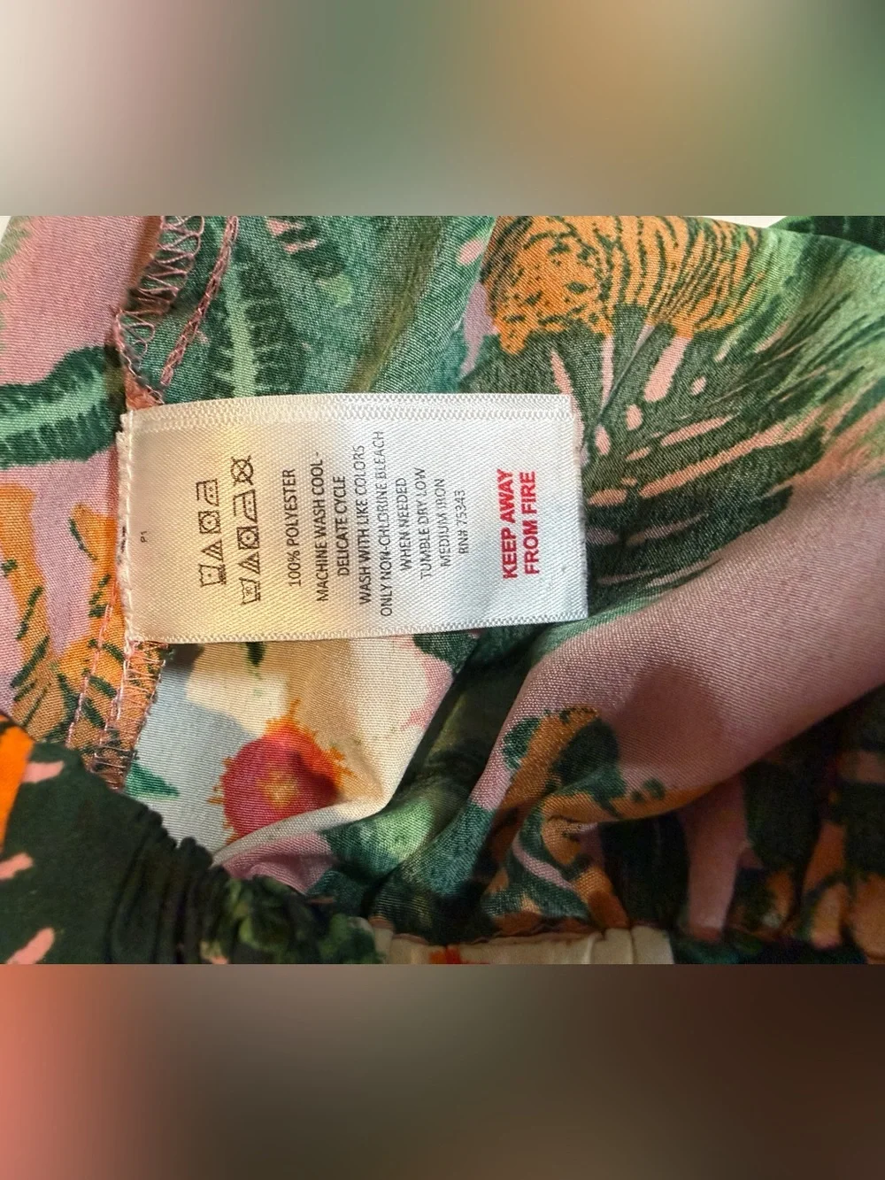 Cynthia Rowley Sleepwear Tropical Tiger Palm Print Pajama Shorts Pink Green L